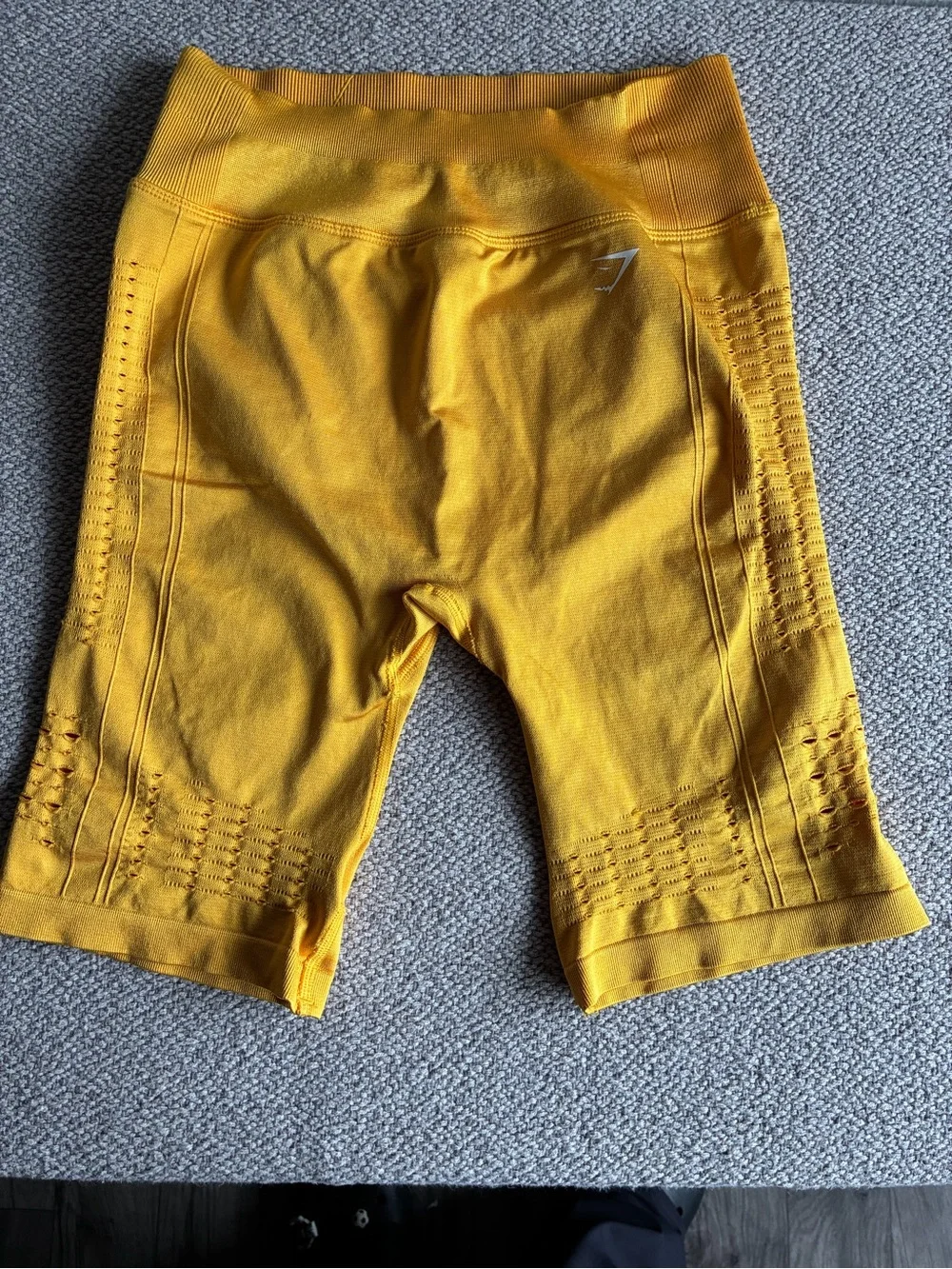 Gymshark Seamless Biker Shorts Women M .Mustard Yellow High Waisted Activewear.